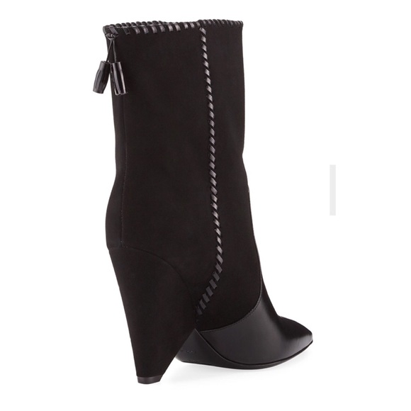 SOLD❌Saint Laurent Niki Mixed Leather Mid Calf Boots - Picture 4 of 8